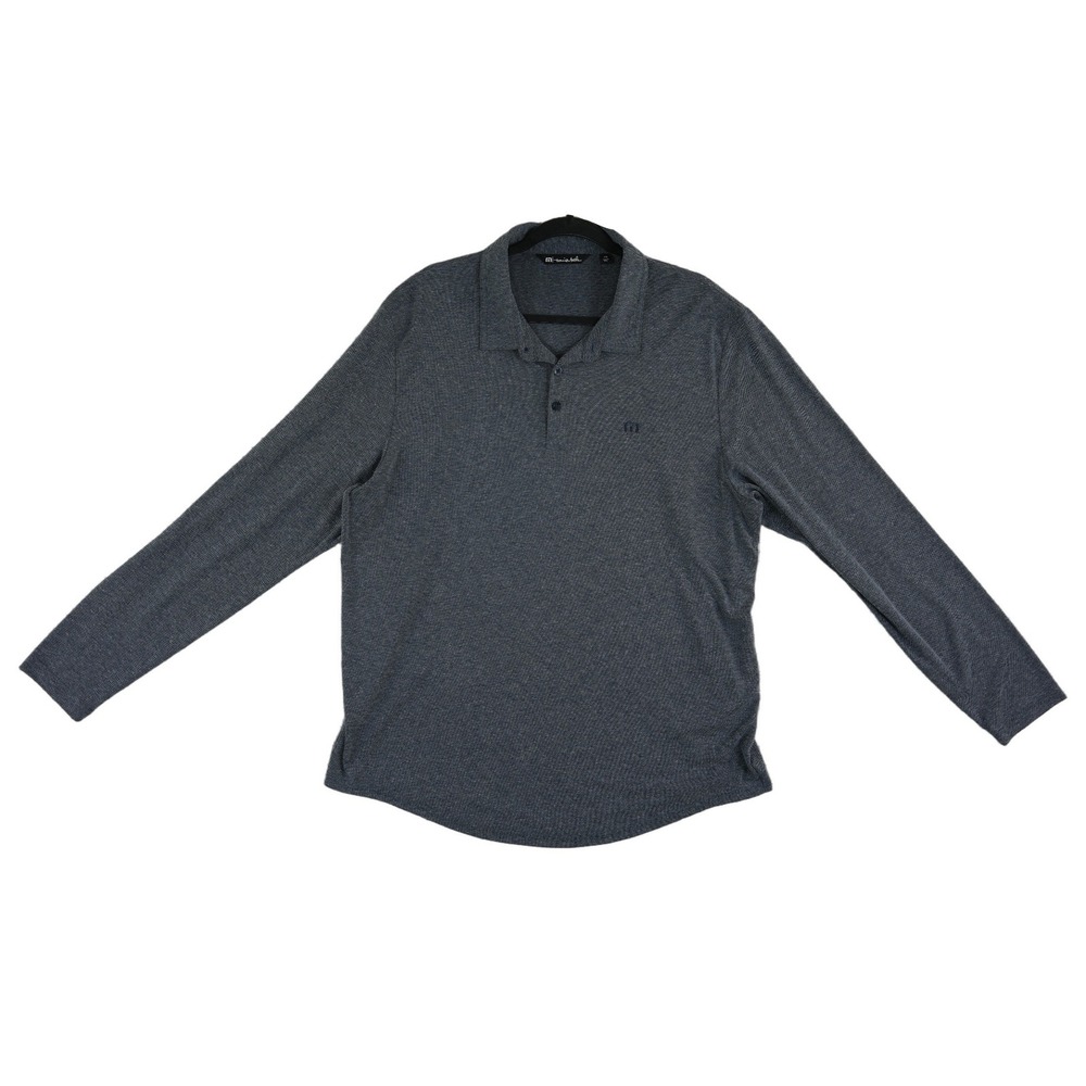 TravisMathew Polo Shirt Men's Size XXL Charcoal Gray Long Sleeve Heathered